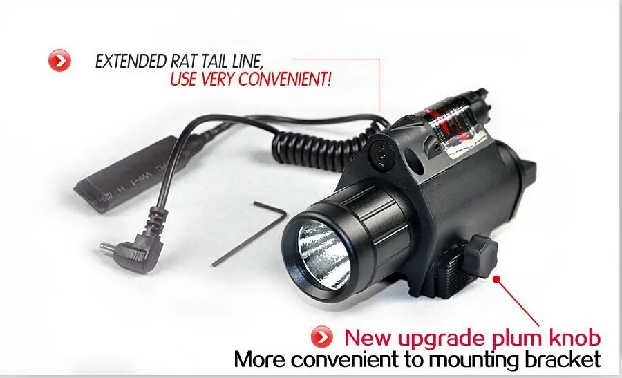 Hunting 2in1 Tactical LED Flashlight/LIGHT +Red Laser/Sight Combo for
