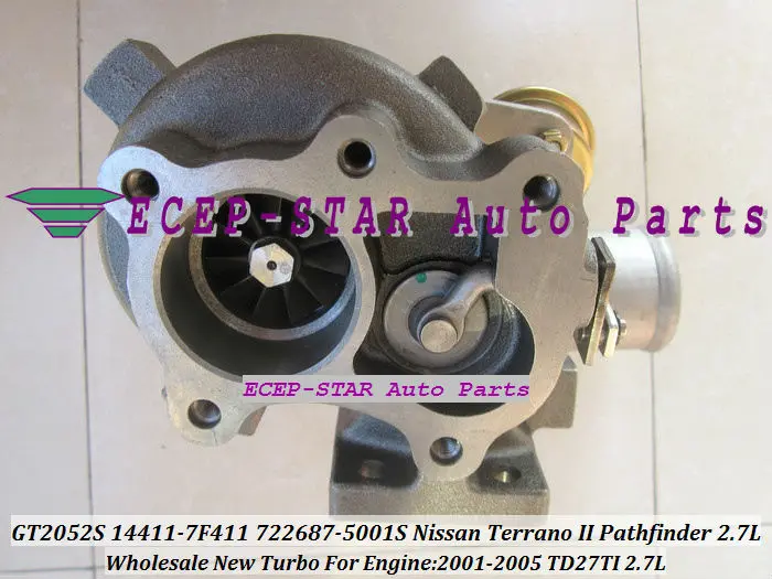 GT2052S 722687-0001 722687-5001 S 722687 14411-7F411 144117F411 Turbo для Nissan Terrano II Pathfinder 2001-05 TD27TI 2.7L 118HP