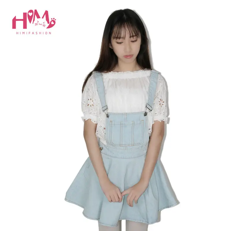 Vivi Japan Sstrap School Denim Dress For Ladies Dark Blue Removable Summer Detachable Student Overalls Dress Women Kawaii Cloth 2