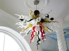 New Arrival Crystal LED Designed Murano Glass Chihuly Style Smart Colored Home Decoration Chain Ceiling Chandelier