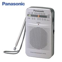 Panasonic RF-P50EG9-S Радиоприемник, карманный размер, вращающийся регулятор настройки, светодиодный индикатор частоты, индикатор включения питания, ручной ремешок, динамик размером 5,7см, питание от 2х батареек АА