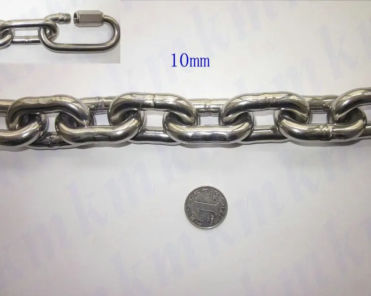 Торговля, высокая прочность, обычная нержавеющая сталь 304, 10 мм диаметр, короткая цепь с подъемным звеном для подъемника