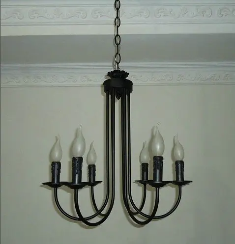 Free shipping!6 Pieces E14 black European wrought iron chandeliers/classical candle chandelier/bedroom chandelier