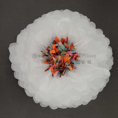 2 в 1 гигантский 1 шт. 1"(35 см) хризантовые цветы, тканевые помпоны, бумажные цветы для свадьбы, дня рождения, чая, вечерние - Цвет: white