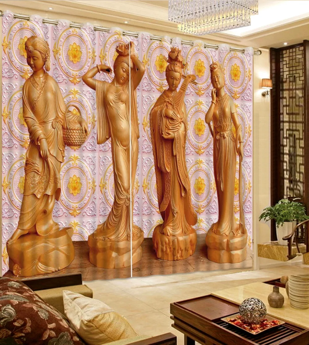 

Photo Customize size 3D curtains Europe style relief curtains for living room 3d custom curtains home bedroom decoration