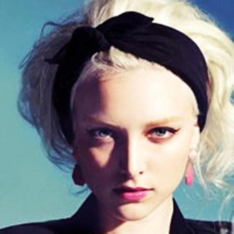 Модные эластичные стрейч Кролик бантом Hairbands ободки тюрбан Головные уборы Женские аксессуары для волос