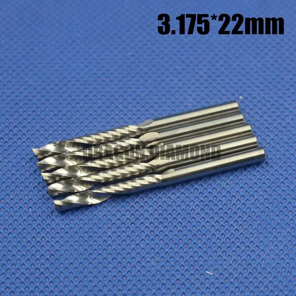 

10pcsx3.175* 22mm Carbide CNC Single Flute Spiral Bits end mill engraving cutter