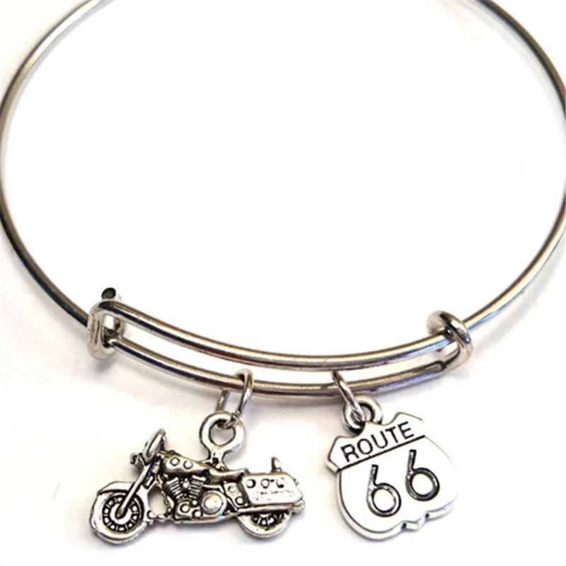 12pcs/lot Route 66 bracelet Charm bangles adjustable Jewelry Bike Davidson | Украшения и аксессуары