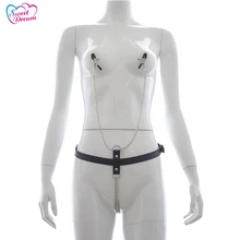 1pc Metal Long Chain Nipple Clamps Breast Clips PU Leather Adult Game Body Flirt Flirting Sex