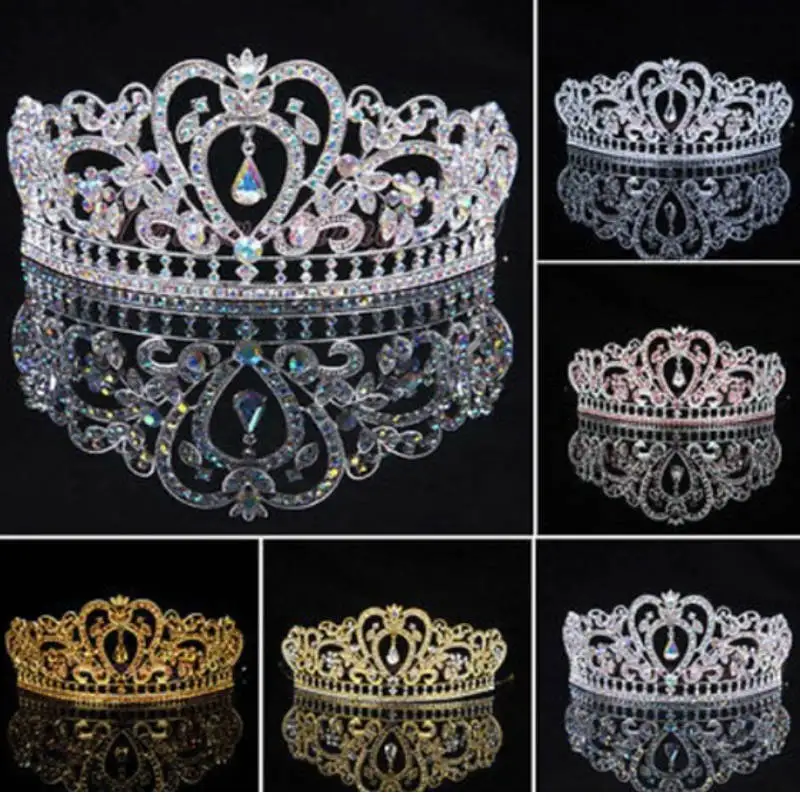 2016 Новый Золото Серебро Свадебные Диадемы Короны Кристалл Rhinestone мяч Аксессуары