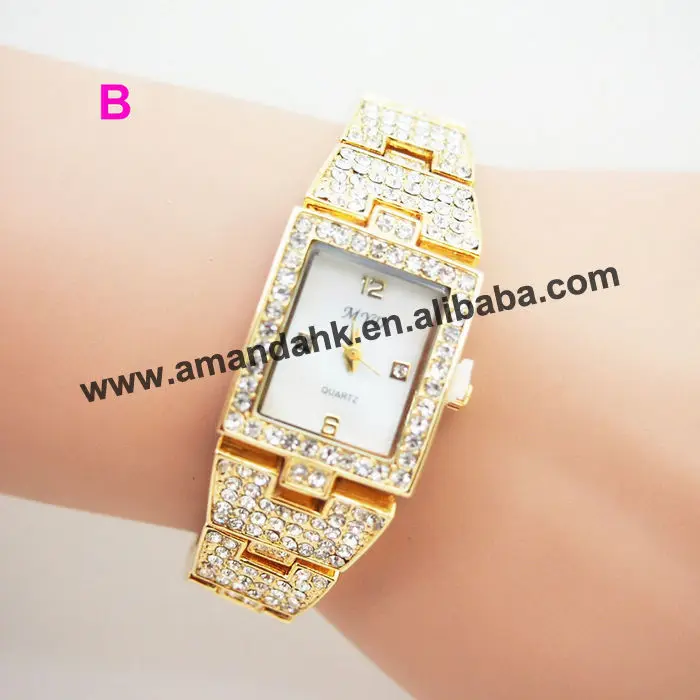 50 шт./лот высокого качества Модные наручные часы из металла, точный кварцевый механизм популярные продаж, фирменные кристалл женщина платье наручные часы