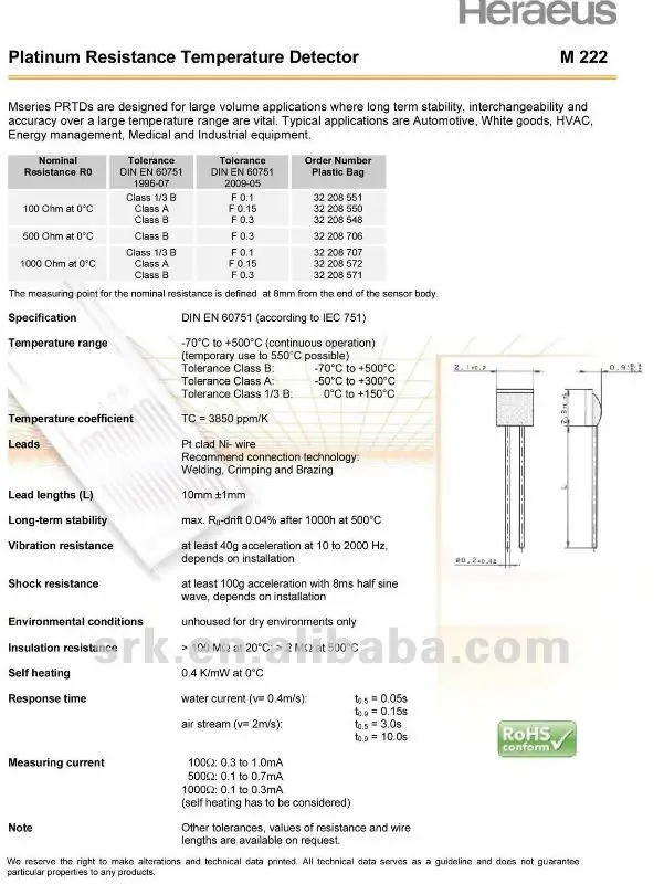 Тонкая пленка Pt100 Elemment, класс А, бренд heraeus, Gemerny, быстрая
