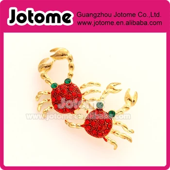 

Crab Brooch Crystal Red Crab Broach Beach Nautical Jewelry Crab Brooches Jewelry 5W *2.54H