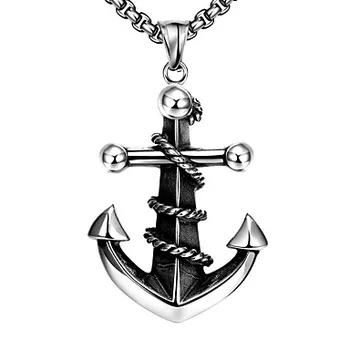

2016 Anchor Restoring Ancient Ways is Exaggerated Men Titanium Steel Pendant Necklace