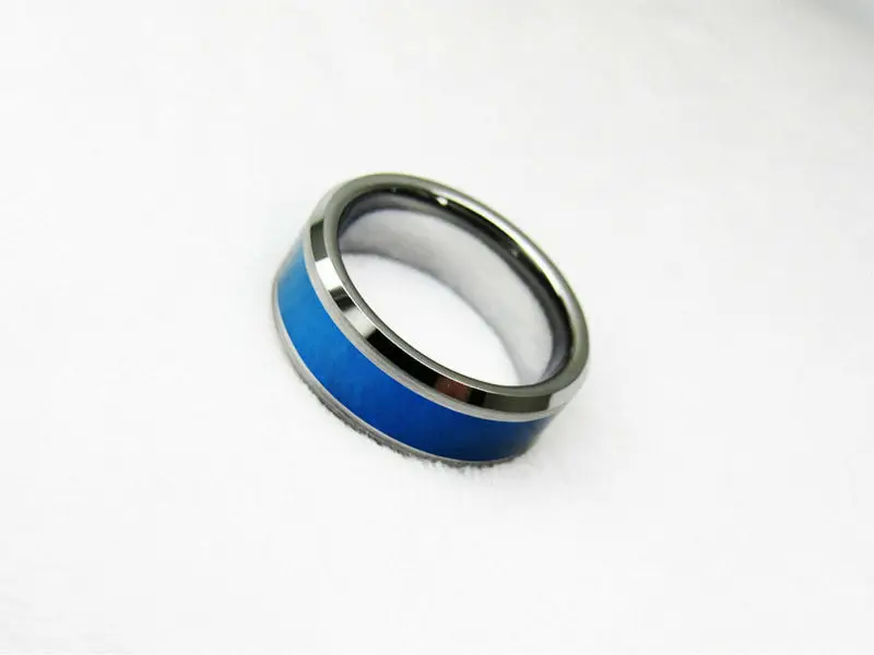 Queenwish 8Mm black blue Polish tungsten Carbide ring men Wedding  Anniversary Bands jewelry