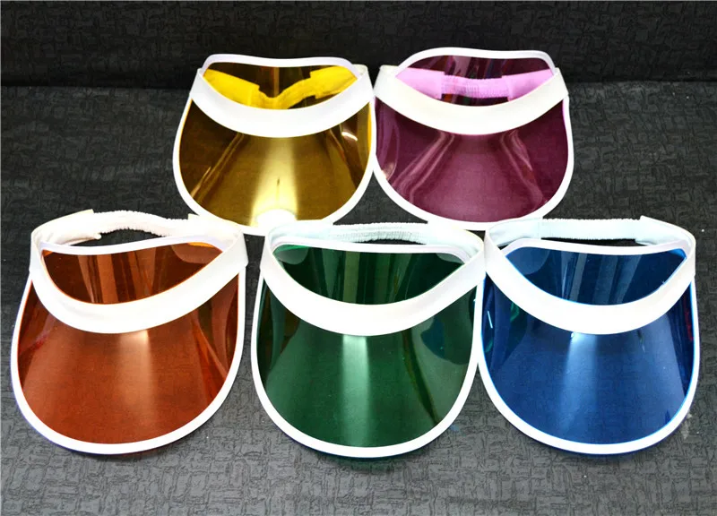 mix color Пластмассовый солнцезащитный козырек унисекс УФ Защита Шапки вечерние аксессуары кепки Летняя женская шляпа пляжная шляпа 20 шт./партия - Цвет: mix color