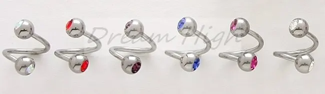 Оптовая продажа пирсинг пупка Шурупы нос кольцо Пронзительный Кристалл Gem 16 г модные Украшения для тела
