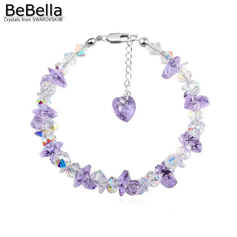 

BeBella heart charm crystal beads bracelet with Crystals from Swarovski for women girlfriend girls lover fashion jewelry gift