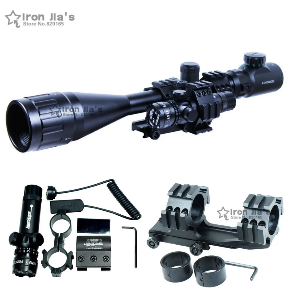 

Combo 6-24x50 AOEG Riflescopes Green Red Dot & GREEN Laser Sight Combo Reticle Airsoft Holographic Optical Sight for Hunting