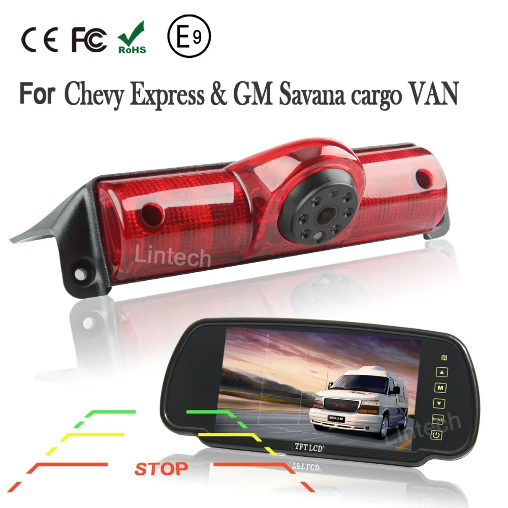 Guide Line 7" Mirror Monitor Car Rearview Brake Light Camera for