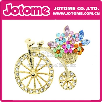 

50pcs/lot 55mm Flower Basket Rhinestone Crystal Bicycle Pin Brooch