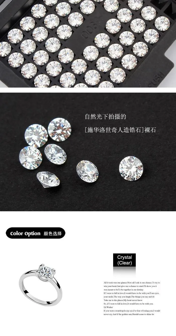BeBella простой кубического циркония кольцо Сделано с кристаллами от Swarovski камни циркония с лазерной Анти-контрафактной для Для женщин