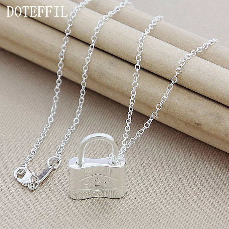 Fashion 925 Silver Keys Squer Locks Pendant Necklaces For Women With