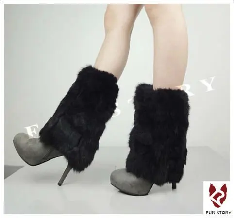 Fur Story/080102 г., гетры с натуральным кроличьим мехом, женские гетры для ног, 7 цветов, длина 23 см, гетры с натуральным кроличьим мехом