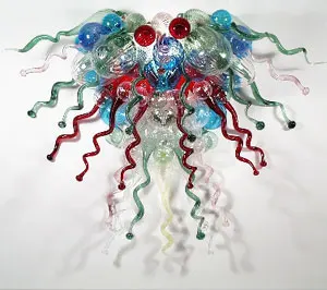 New Design Luxury High Quality Contemporary Colorful Hand Blown Murano Glass Shade Chandelier with LED Bulbs