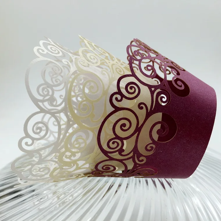 Несколько моделей vine swirls Маффин кекс обертка лазерная резка различных цветов|laser
