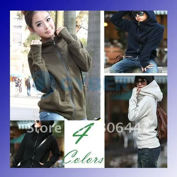Womens Autumn Sweatshirts Hoodies Leopard Top Outerwear Parka Coats White/ Black Four Size free shipping