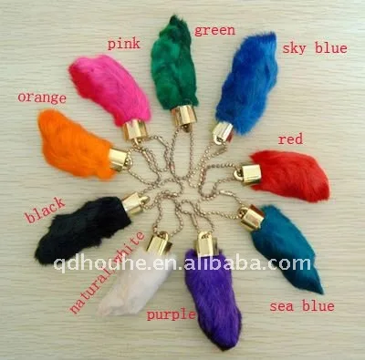 colors rabbit foot keychain