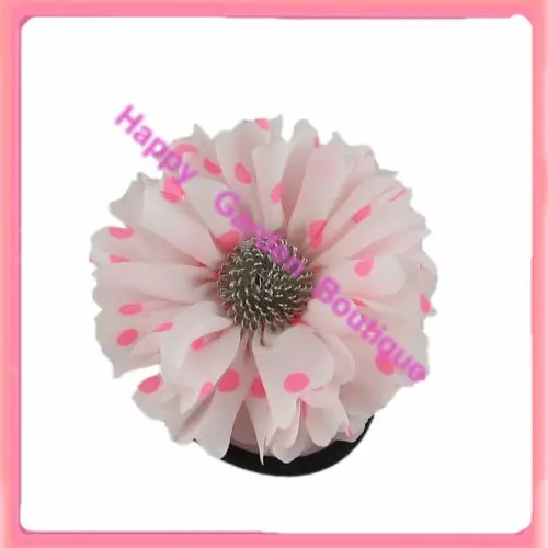 Горячая распродажа! 12 шт/партия флюоресцентные точки в горошек Шелковый в форме цветка для волос держатель