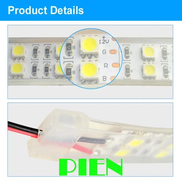Двухрядные 5050 rgb светодио дный полосы света 120 светодио дный s, m двухсторонний плотность Водонепроницаемый ip65 сатиновая лента Тирас 5 м 12 В