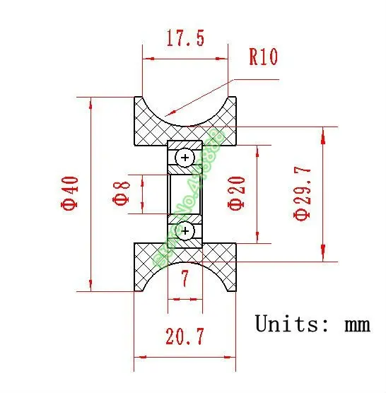 Pulley, 0840UU, BU0840, 8*40*20.7mm, 10 PCs Lot, frete grátis