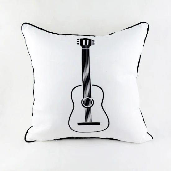 45*45 см дом декоративные электронных рок ролл гитара принт белый микрофибры бросить подушку Чехол для постельных принадлежностей
