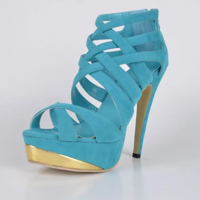 Elegant Suede Women's Stiletto Heel Platform Sandals Solid Cover Heels
