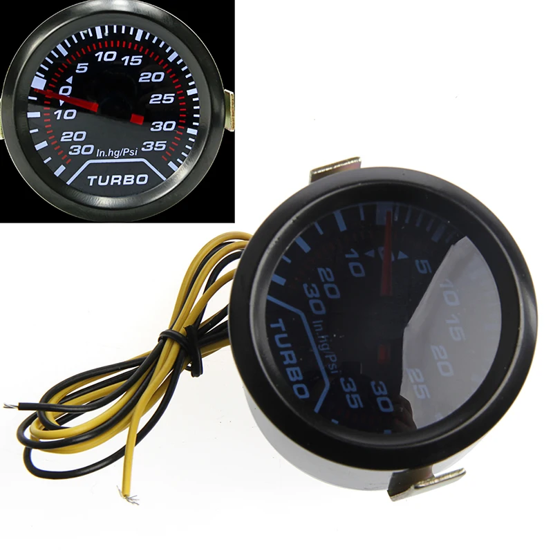 1 set Universal 52mm White Digital LED Turbo Boost Meter Gauge Smoke Tint Lens Psi Car Truck