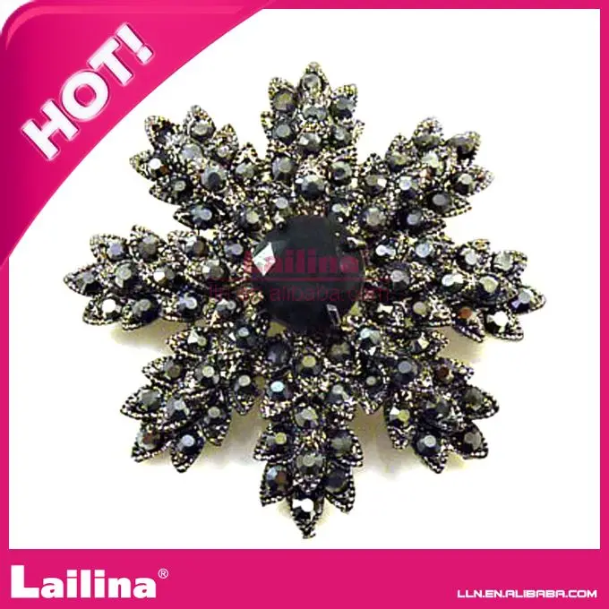 Цветочный кристалл брошь контактный/Черный rhinestone брошь pin