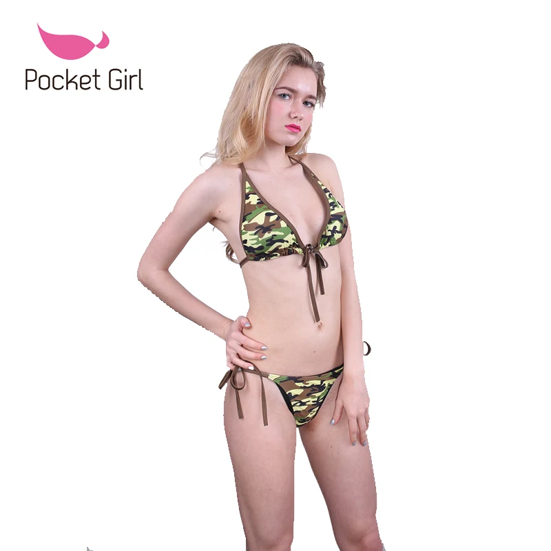 

2016 Women  Trikini Camouflage Sarong Swimsuit Brazilian Biquini Bathing Suit Push Up Bikini Brazilian Vintage Maillot De Bain