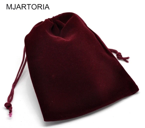MJARTORIA 20PCs Velvet Gift Bags For Jewelry Dark Red Velveteen Pouch