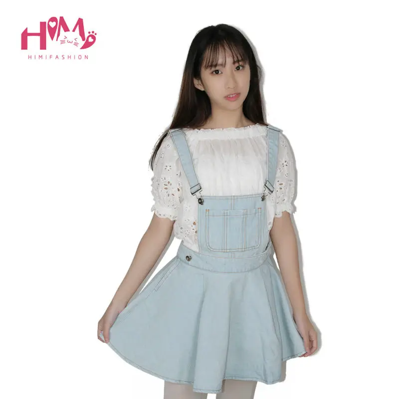 Vivi Japan Sstrap School Denim Dress For Ladies Dark Blue Removable Summer Detachable Student Overalls Dress Women Kawaii Cloth 1