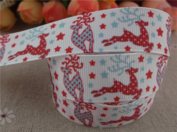 Новое поступление 7/8 ''(22 мм) Рождество печатных grosgrain ленты Рождество лента с оленем лента для банта на волосы 10 метров