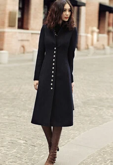 High quality Cashmere coat Wool Coat Women Winter Coat Big yards Mew style X-Long Pure color Elegant Autumn Winter Coat BN1247 - Цвет: Black