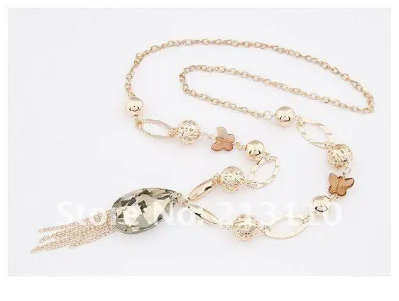 KymyadJewelry Кисточкой Ожерелье Bijoux преувеличены очки горный хрусталь длинное ожерелье раздел модные ювелирные изделия подвеска ожерелье