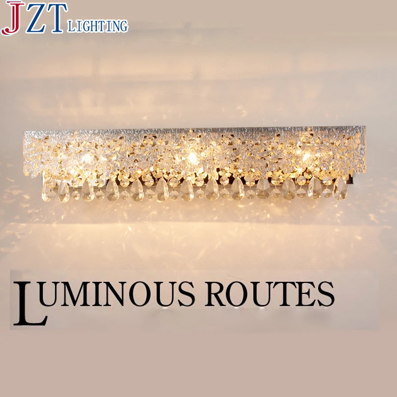 

European Style Bathroom Hollow Carved Crystal Lamp Waterproof Anti-Fog Wall Lights Stainless Steel Professional Makeup Lights