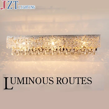 

European Style Bathroom Hollow Carved Crystal Lamp Waterproof Anti-Fog Wall Lights Stainless Steel Professional Makeup Lights