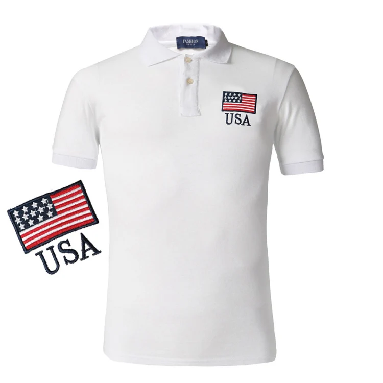 2016 рубашки поло с флагом Летний стиль модные коротким рукавом одноцветные Masculina