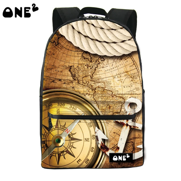 2016 ONE2 Design compass pattern hot shot backpack eminent backpack laptop bag women school bag