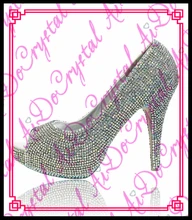 Aidocrystal neueste weißen kristall high heel peep toe kleid schuhe für mädchen